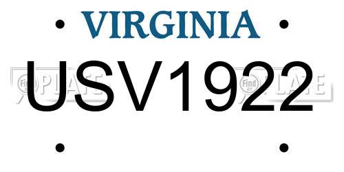USV1922 Virginia License Plate