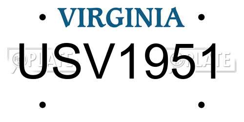 USV1951 Virginia License Plate