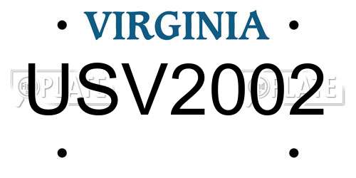USV2002 Virginia License Plate
