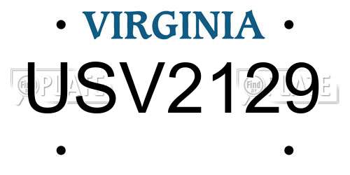 USV2129 Virginia License Plate