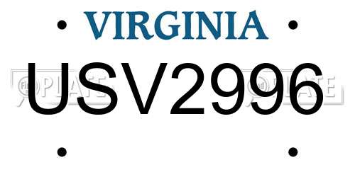 USV2996 Virginia License Plate