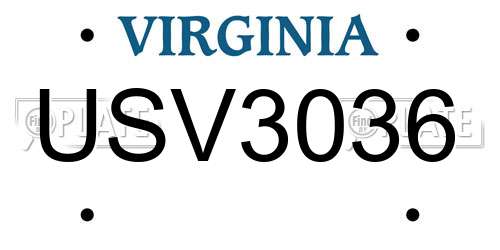 USV3036 Virginia License Plate