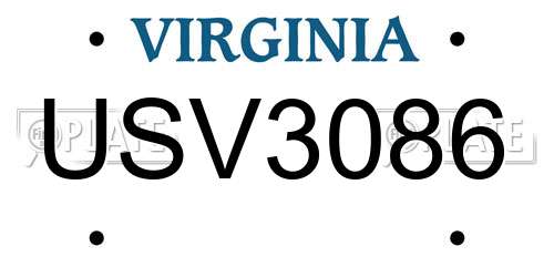 USV3086 Virginia License Plate