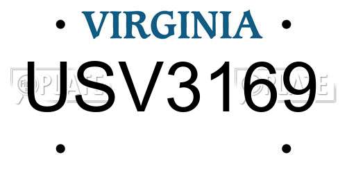 USV3169 Virginia License Plate