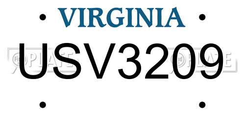 USV3209 Virginia License Plate