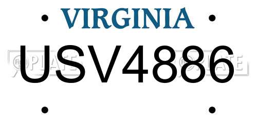 USV4886 Virginia License Plate