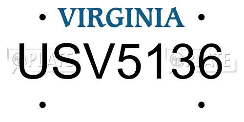 USV5136 Virginia License Plate