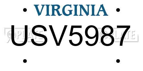 USV5987 Virginia License Plate