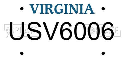 USV6006 Virginia License Plate