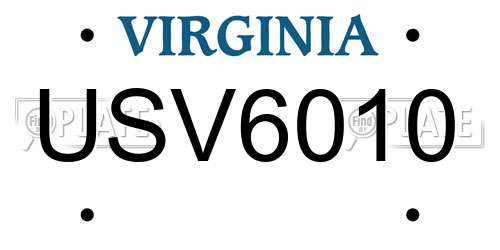 USV6010 Virginia License Plate