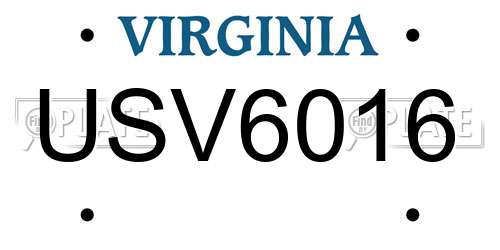 USV6016 Virginia License Plate