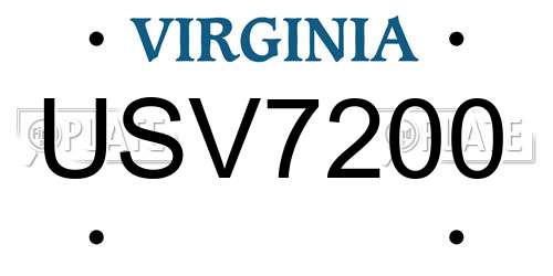 USV7200 Virginia License Plate