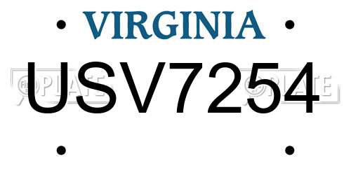 USV7254 Virginia License Plate