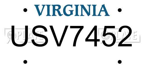 USV7452 Virginia License Plate