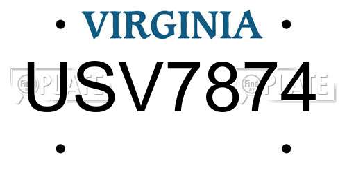 USV7874 Virginia License Plate