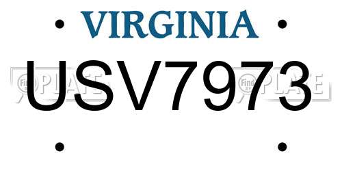 USV7973 Virginia License Plate