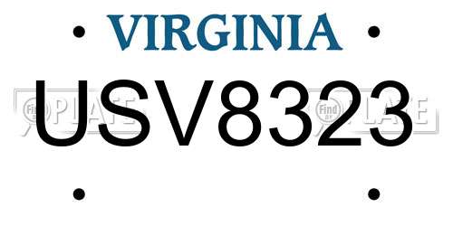 USV8323 Virginia License Plate