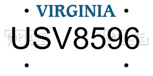 USV8596 Virginia License Plate