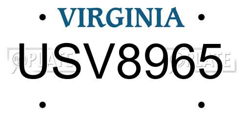 USV8965 Virginia License Plate