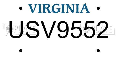 USV9552 Virginia License Plate