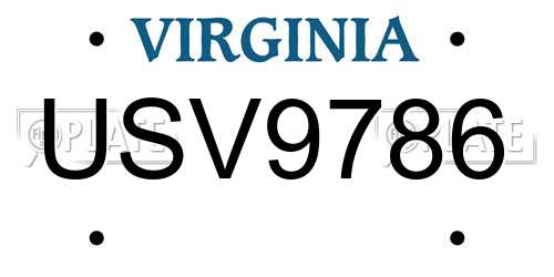 USV9786 Virginia License Plate