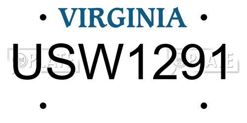 USW1291 Virginia License Plate