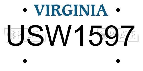 USW1597 Virginia License Plate
