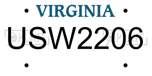 USW2206 Virginia License Plate