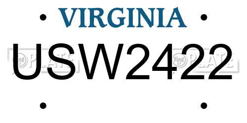 USW2422 Virginia License Plate