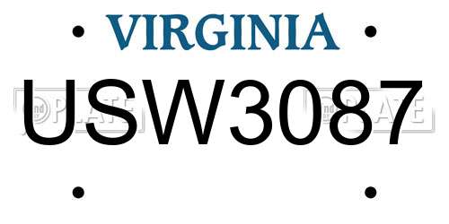 USW3087 Virginia License Plate