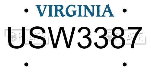 USW3387 Virginia License Plate