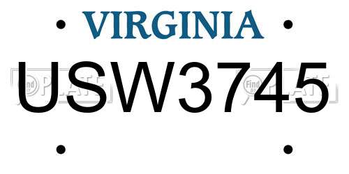 USW3745 Virginia License Plate