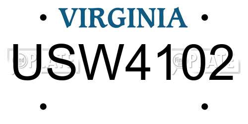 USW4102 Virginia License Plate