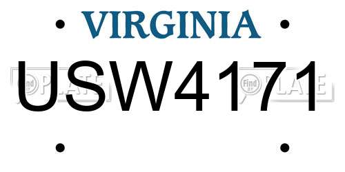 USW4171 Virginia License Plate