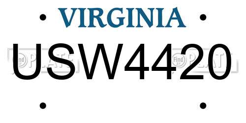 USW4420 Virginia License Plate