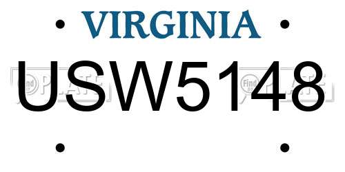 USW5148 Virginia License Plate