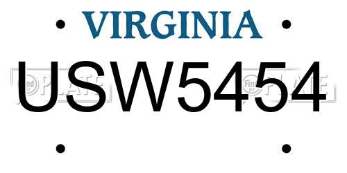 USW5454 Virginia License Plate