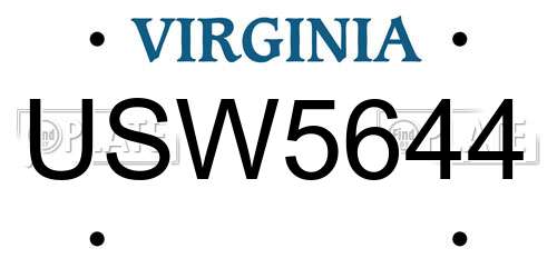 USW5644 Virginia License Plate