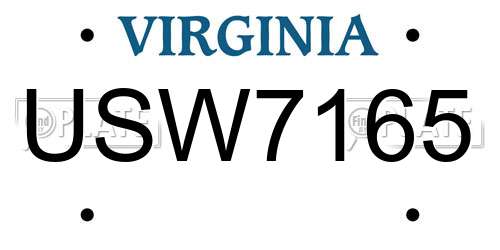 USW7165 Virginia License Plate