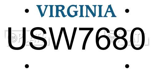 USW7680 Virginia License Plate