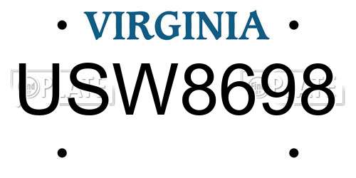 USW8698 Virginia License Plate
