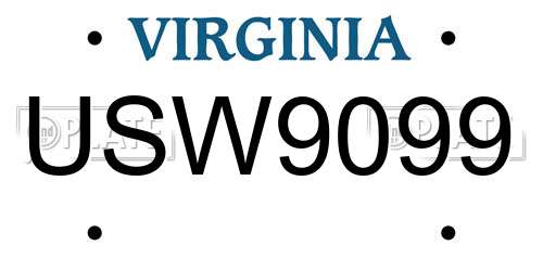 USW9099 Virginia License Plate