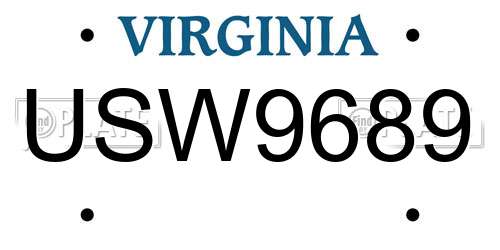USW9689 Virginia License Plate