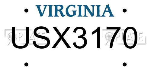 USX3170 Virginia License Plate