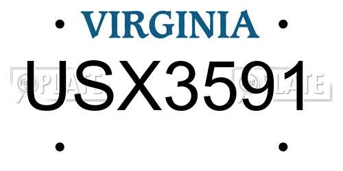 USX3591 Virginia License Plate