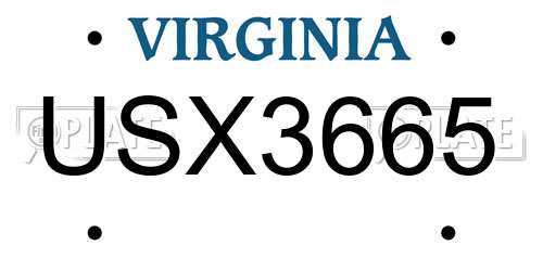 USX3665 Virginia License Plate