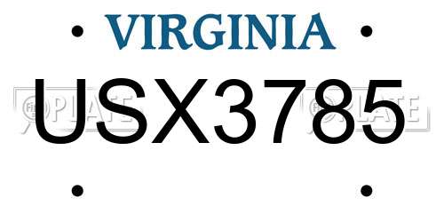 USX3785 Virginia License Plate