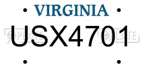 USX4701 Virginia License Plate