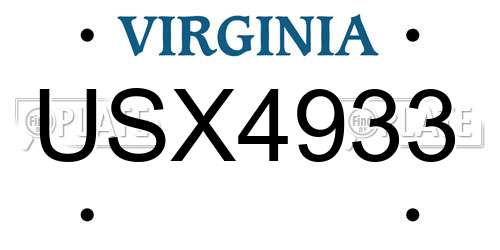 USX4933 Virginia License Plate
