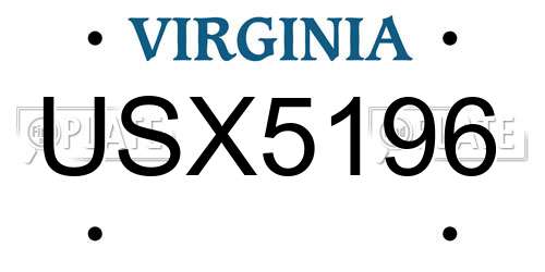 USX5196 Virginia License Plate